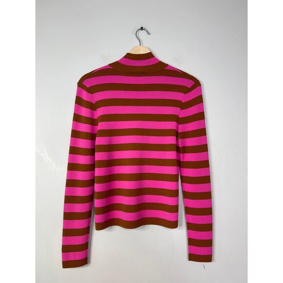 NWT Hunter Bell Lingle Long Sleeve Pink Striped Turtleneck Top in Amber Stripes - Picture 7 of 8